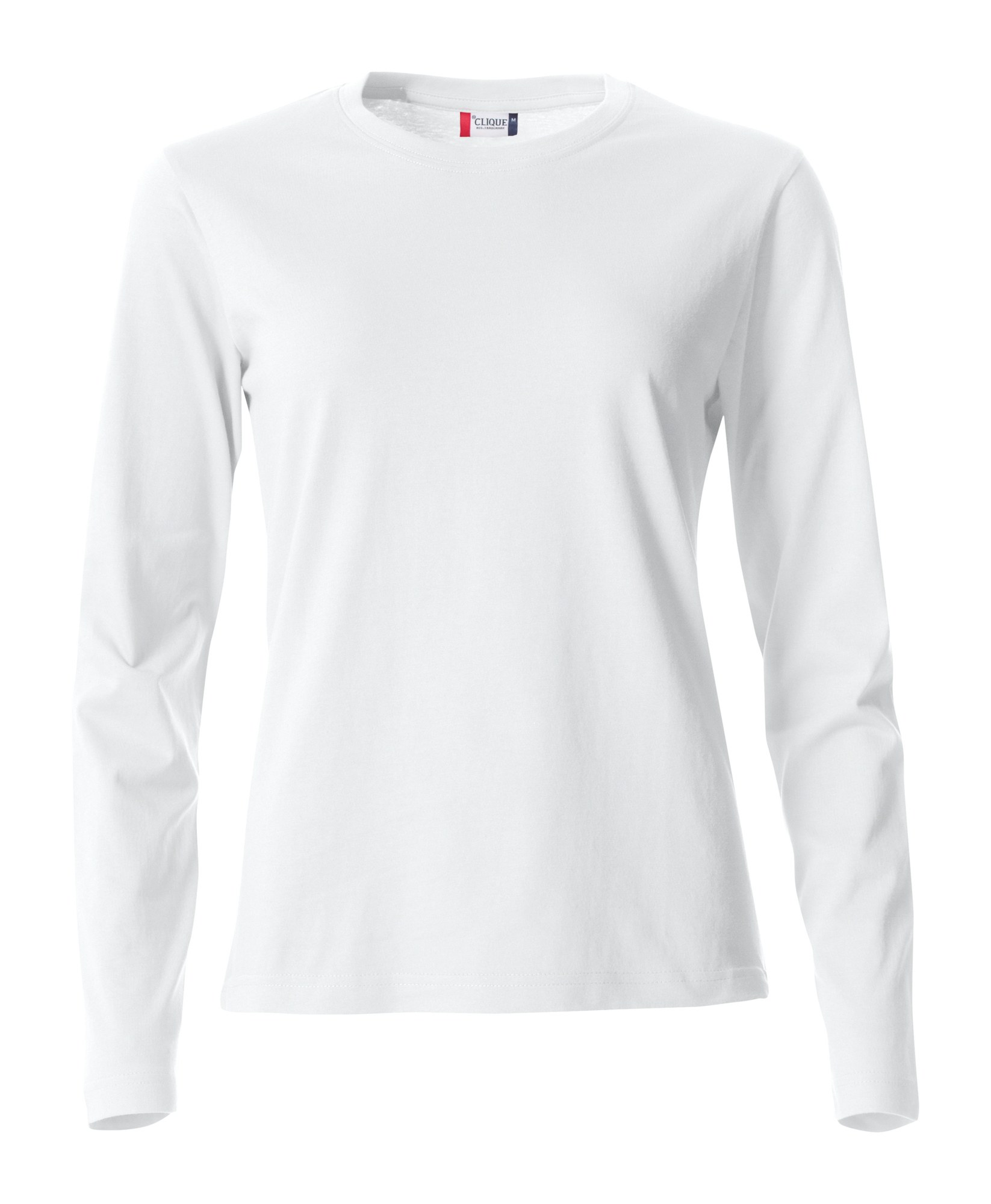 Clique Basic-T langermet dame i hvit, forfra