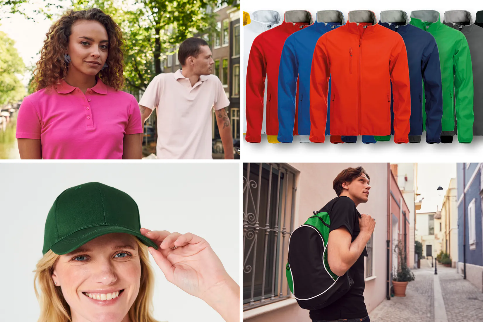 Clique Basic Polo pikéskjorte, Basic Softshell-jakker i mange farger, Classic Cap og Basic Backpack i bruk